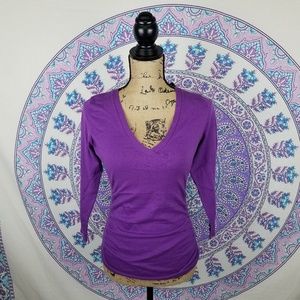 The Limited v-neck ruched knit top